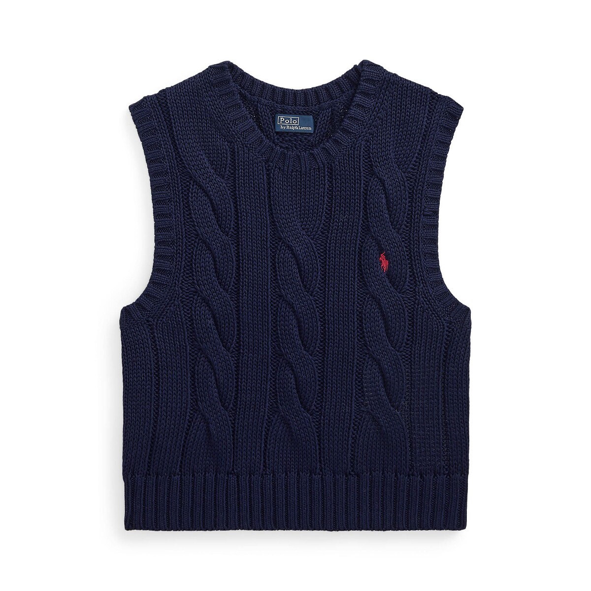 Sleeveless Crew Neck Cable Knit Jumper navy, POLO RALPH LAUREN