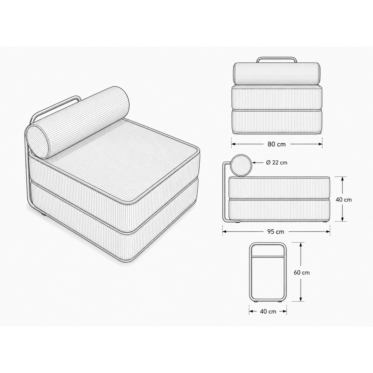 Fauteuil relaxation design moderne SURB crème, MEOW BABY