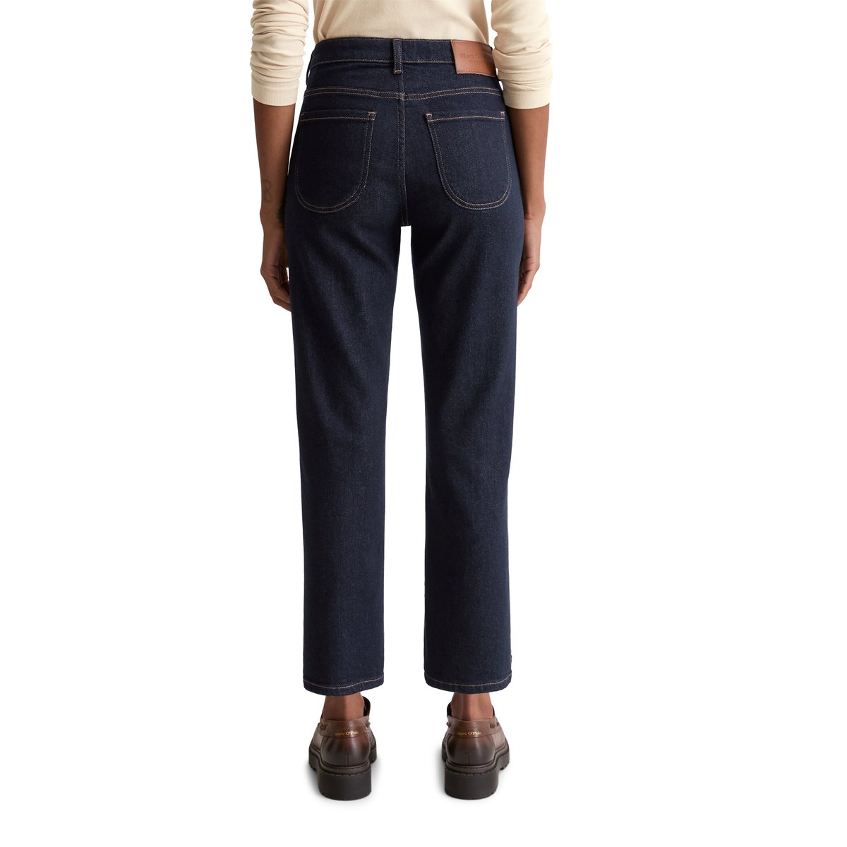 Jeans Modèle Linde straight cropped en coton-lyocell stretch bleu foncé, MARC O'POLO