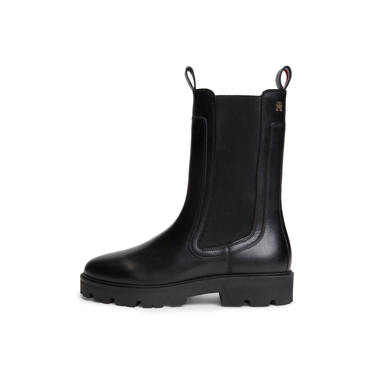 Boots chelsea montantes en cuir noir, TOMMY HILFIGER
