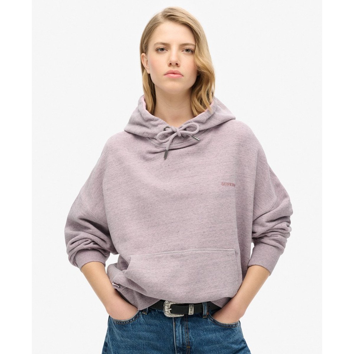Sweat à capuche surteint à logo Essential rose poudré, SUPERDRY