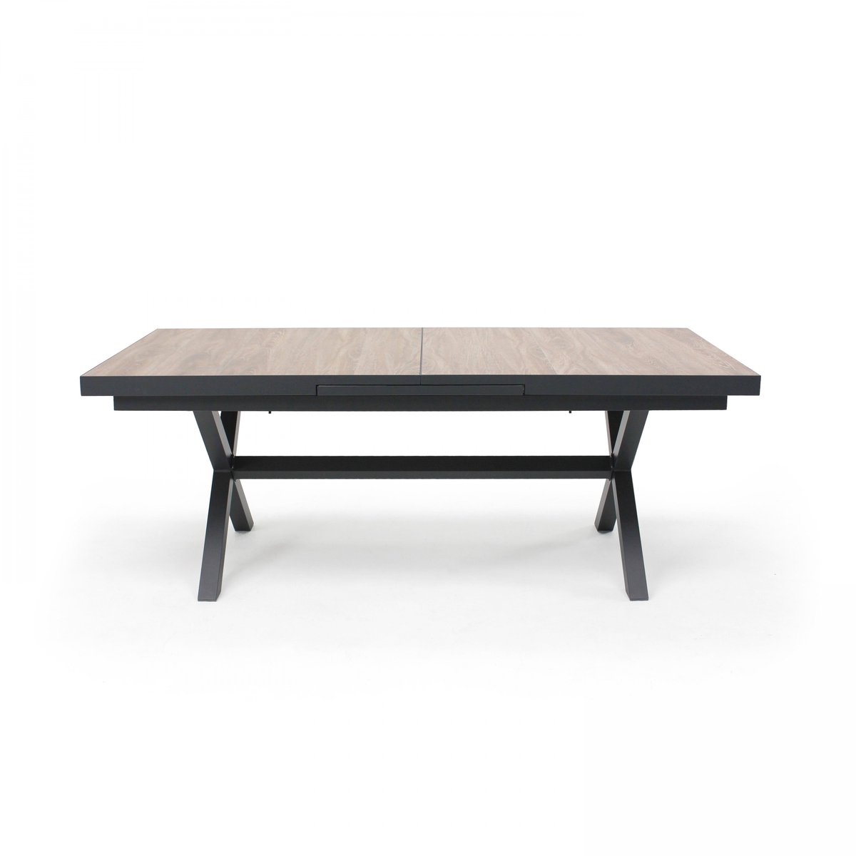 Table extensible de jardin en aluminium et céramique 8 à 12 places, TIVOLI bois clair, OVIALA