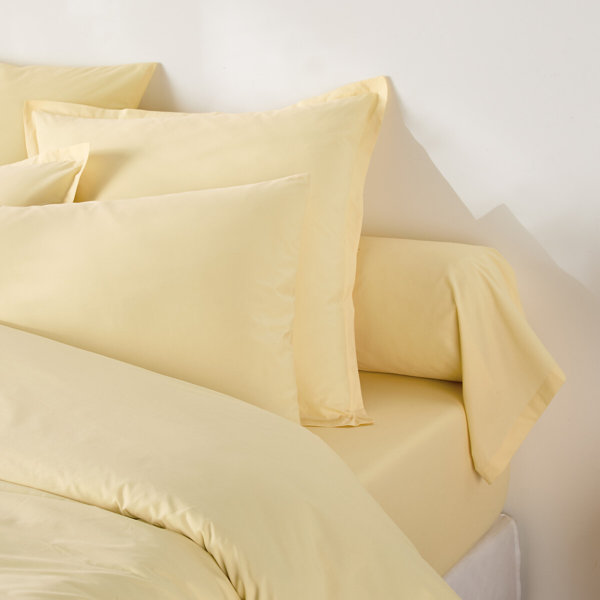 Taie de traversin en percale de coton, 80 fils, Scenario jaune pâle, LA REDOUTE INTERIEURS