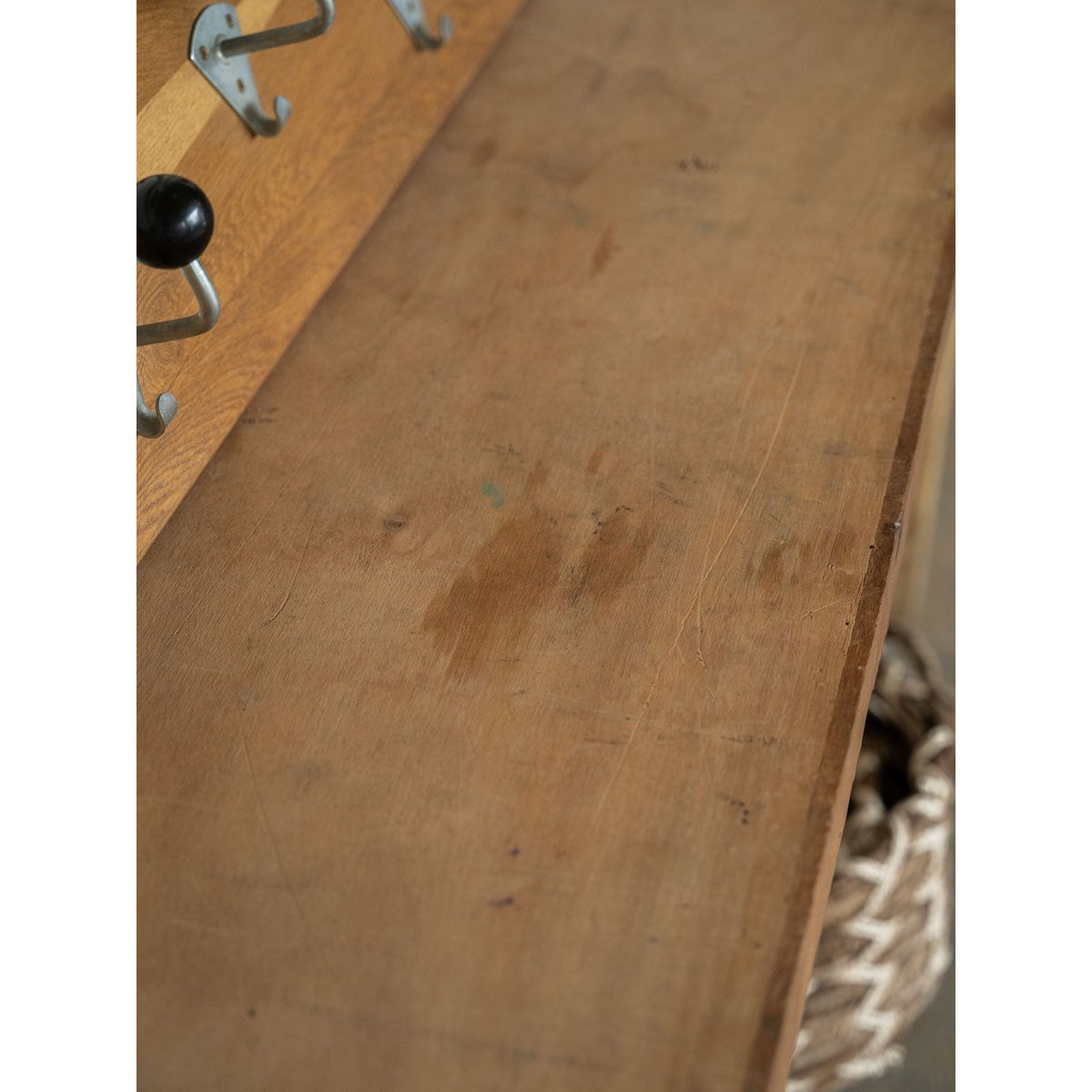Longue console en bois de campagne Francine N°1582 - Bon état bois clair, DEBONGOUT