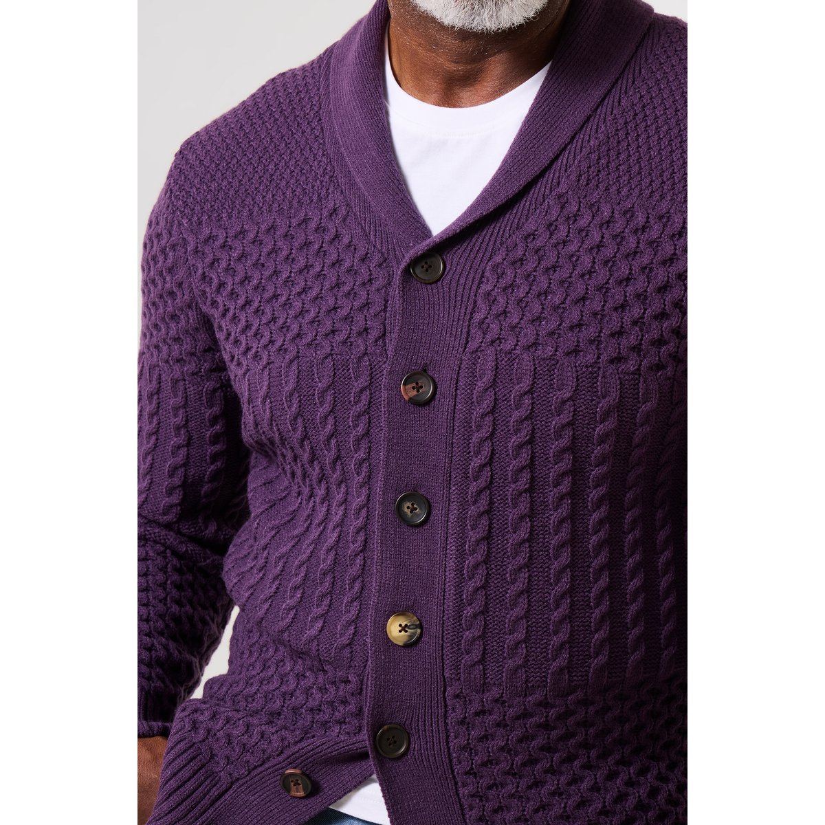 Cardigan en Maille Torsadée Mixte violet, JOE BROWNS