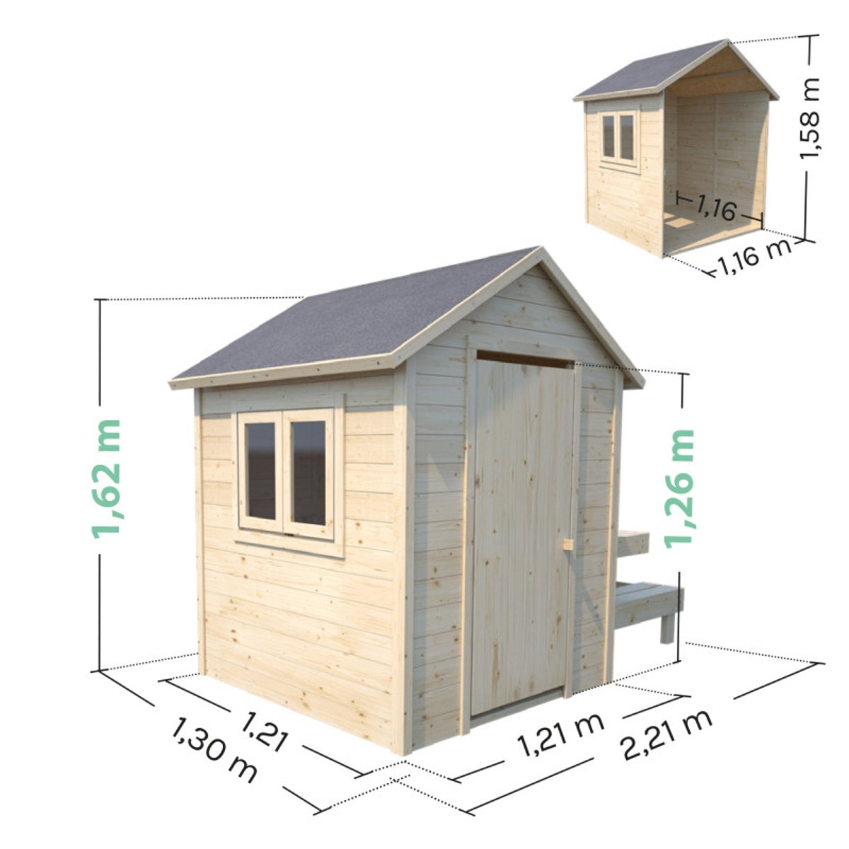 Cabane en bois enfant avec table TIANA marron, SOULET