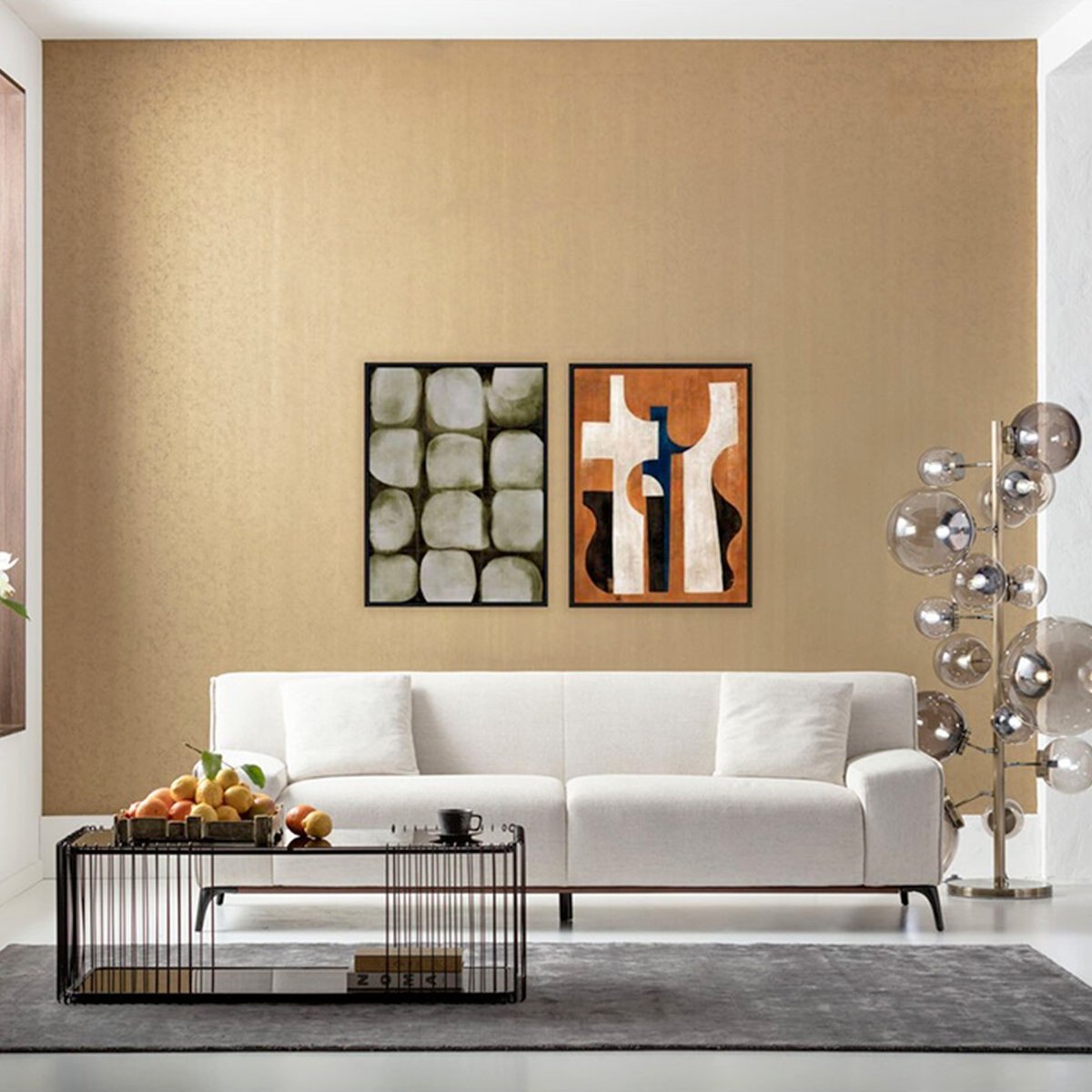 Toile en coton, PINCEAU SHAPE orange, KARE DESIGN