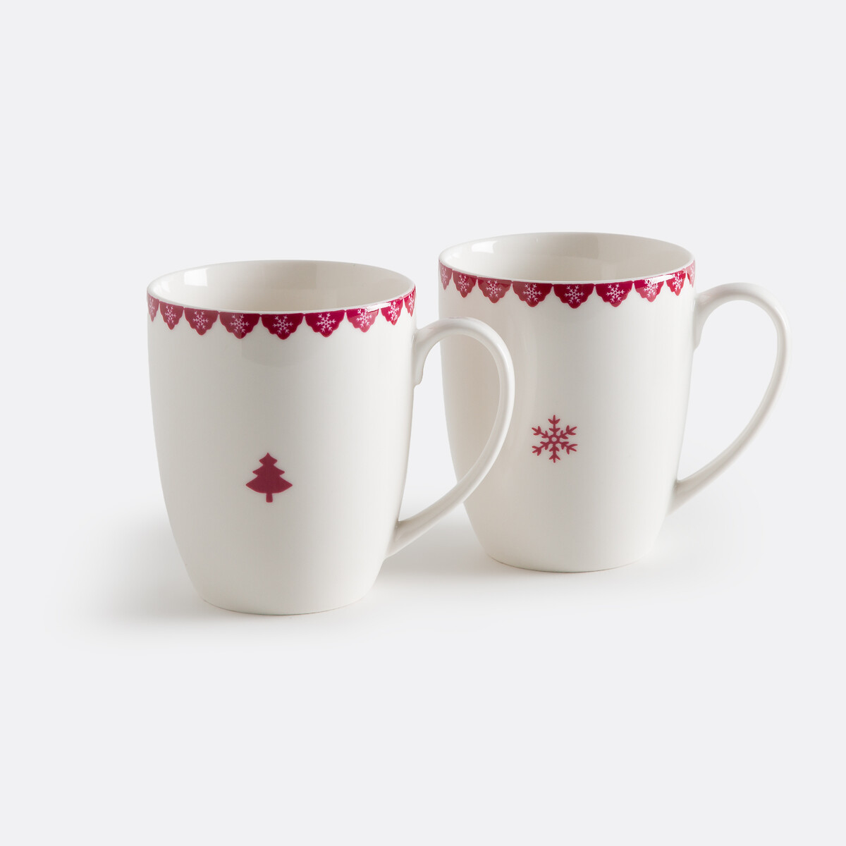 Lot de 2 mugs en porcelaine, Flocani rouge/blanc, LA REDOUTE INTERIEURS