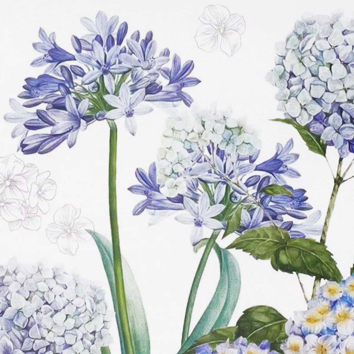 Set lin & coton JARDIN DE BRETAGNE bleu, GARNIER THIEBAUT