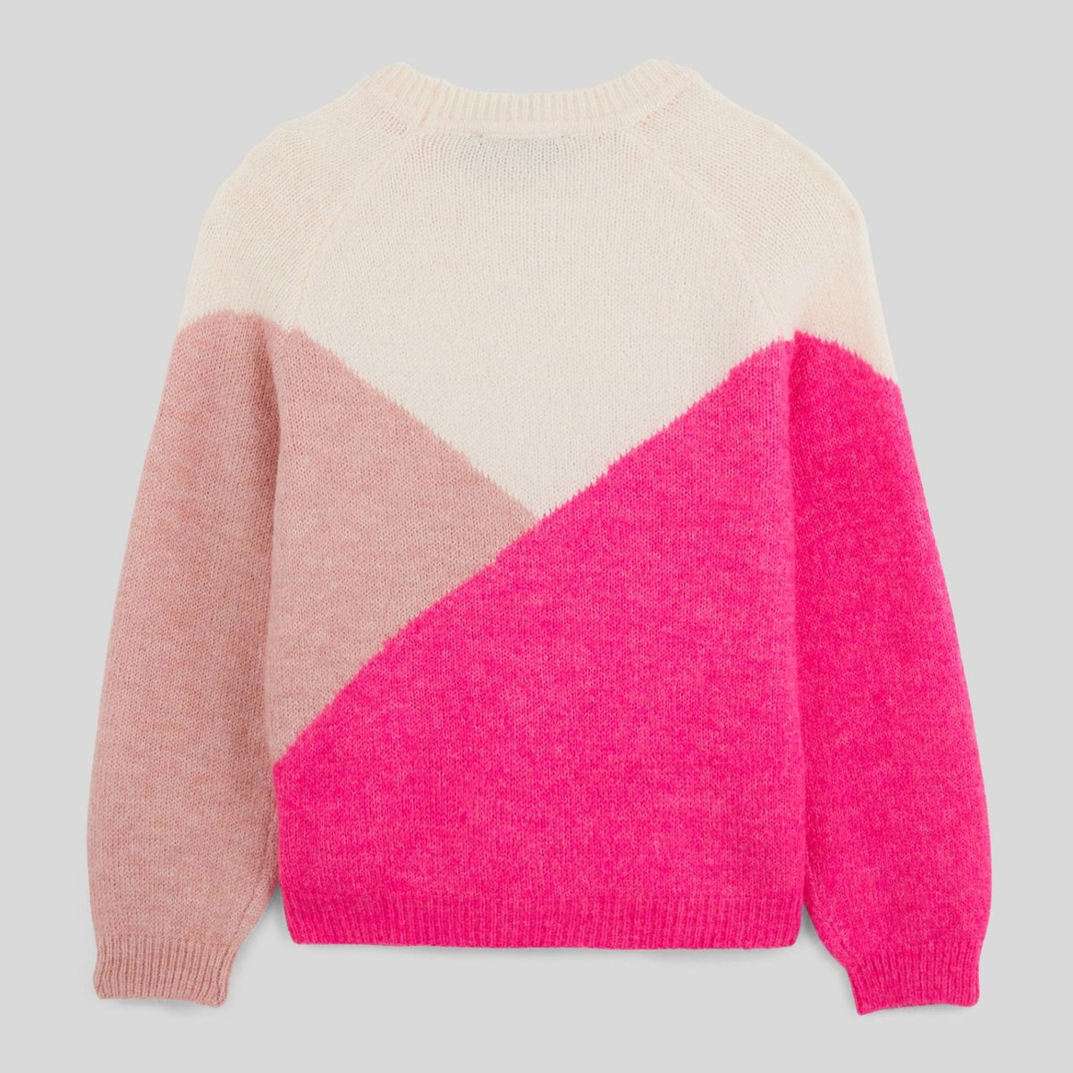 Pull colorblock en cachemire fluo rose, MONOPRIX