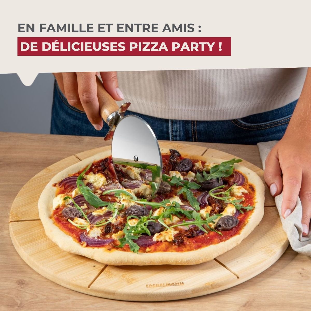 Set de 4 planches à pizza en bois BOISSELERIE bois, FACKELMANN