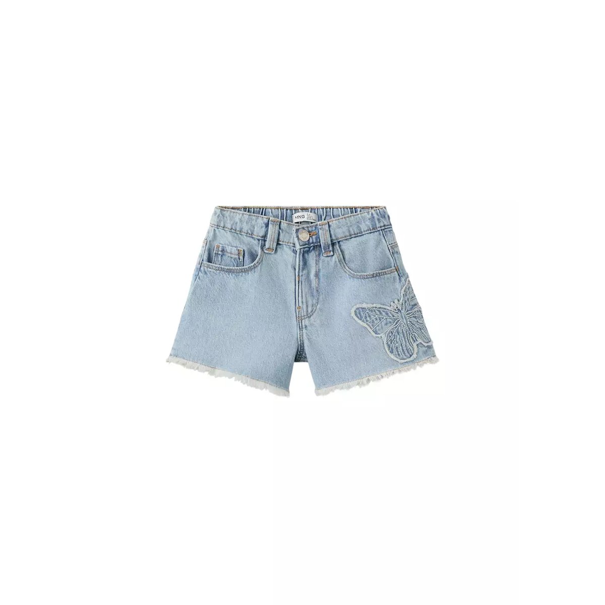 Short en jean papillon brodé bleu clair, MANGO BABY