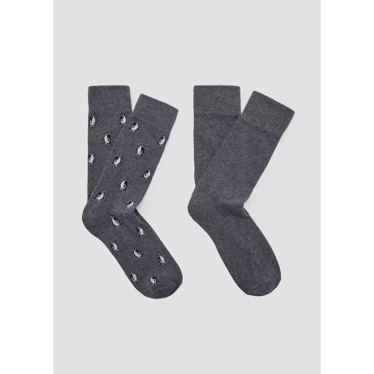 Lot de 2 paires de chaussettes assorties gris chiné foncé, MANGO TEEN