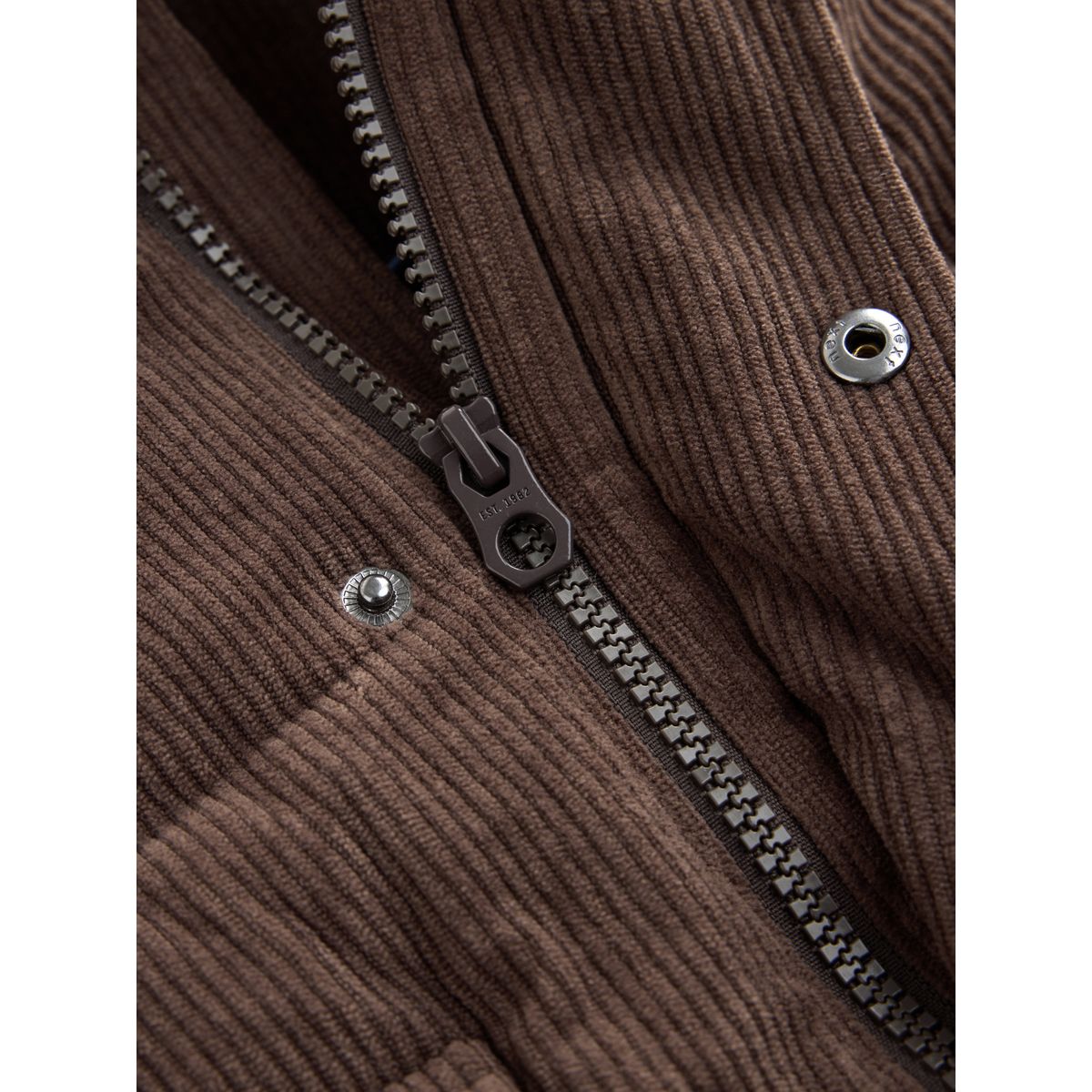 Manteau matelassé en velours côtelé marron chocolat, NEXT