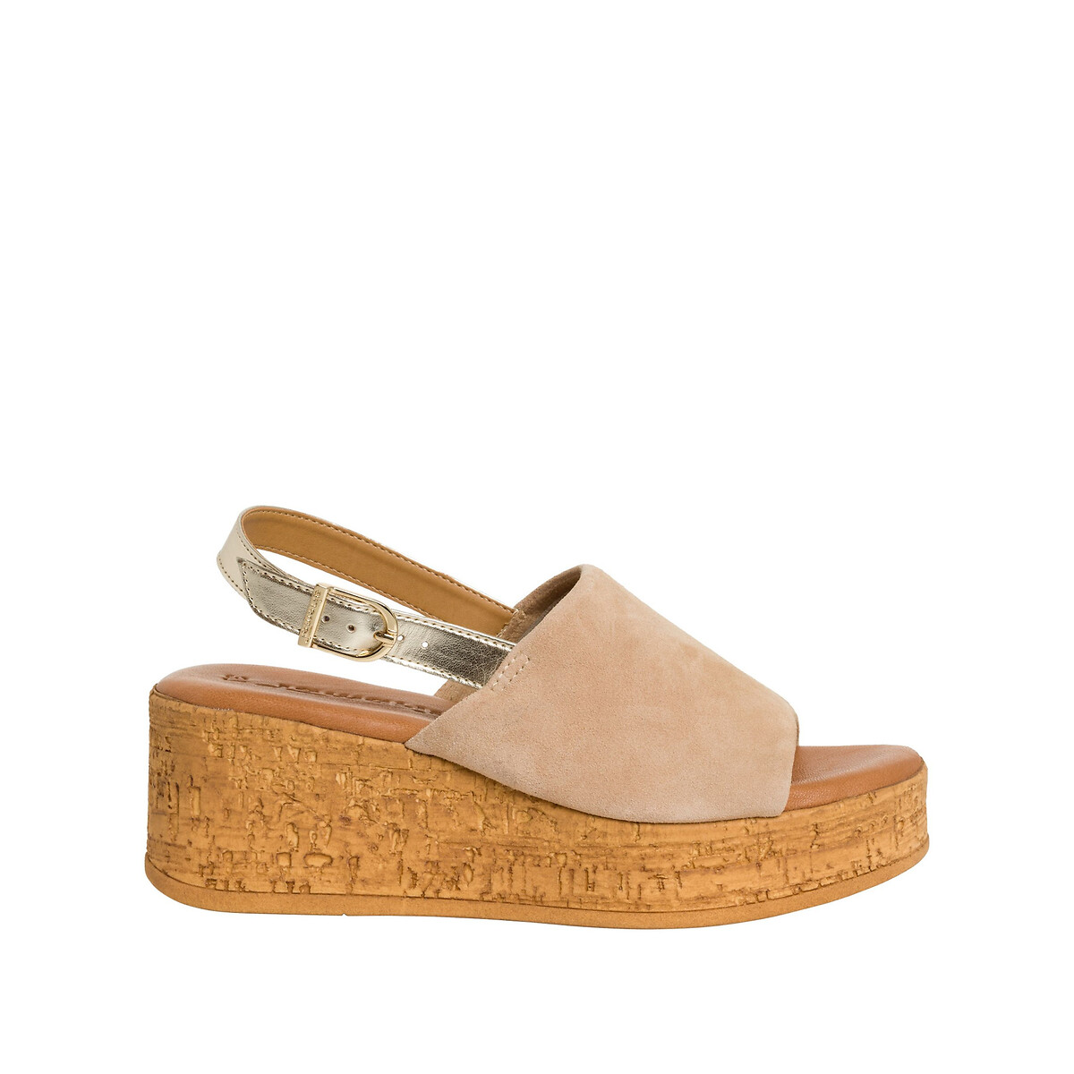 Sandales compensées en liège beige, TAMARIS