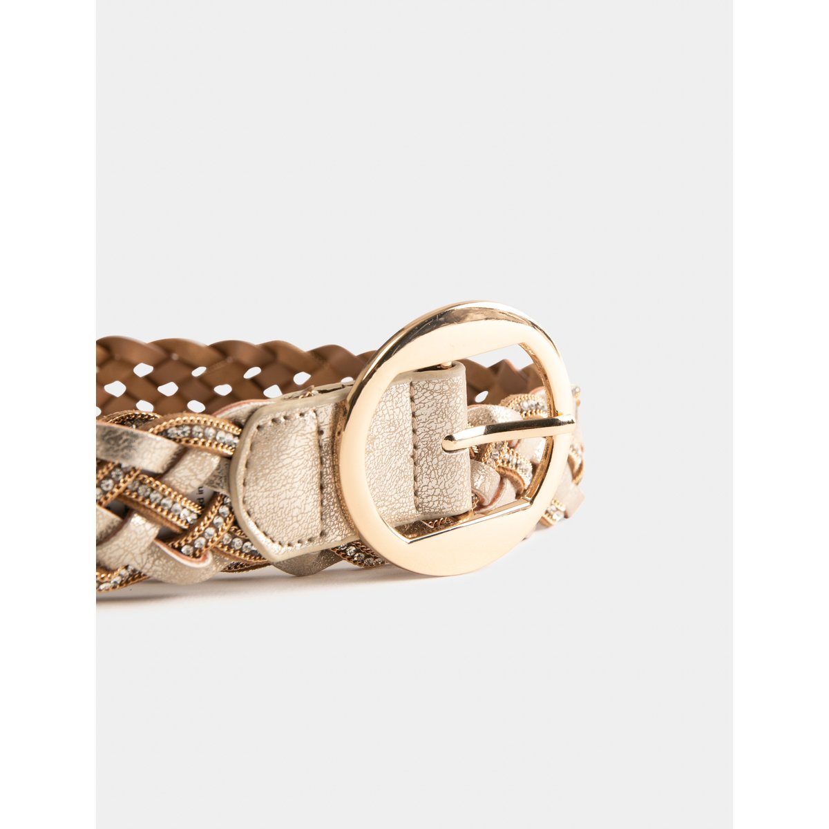 Ceinture tressée avec strass dore, MORGAN