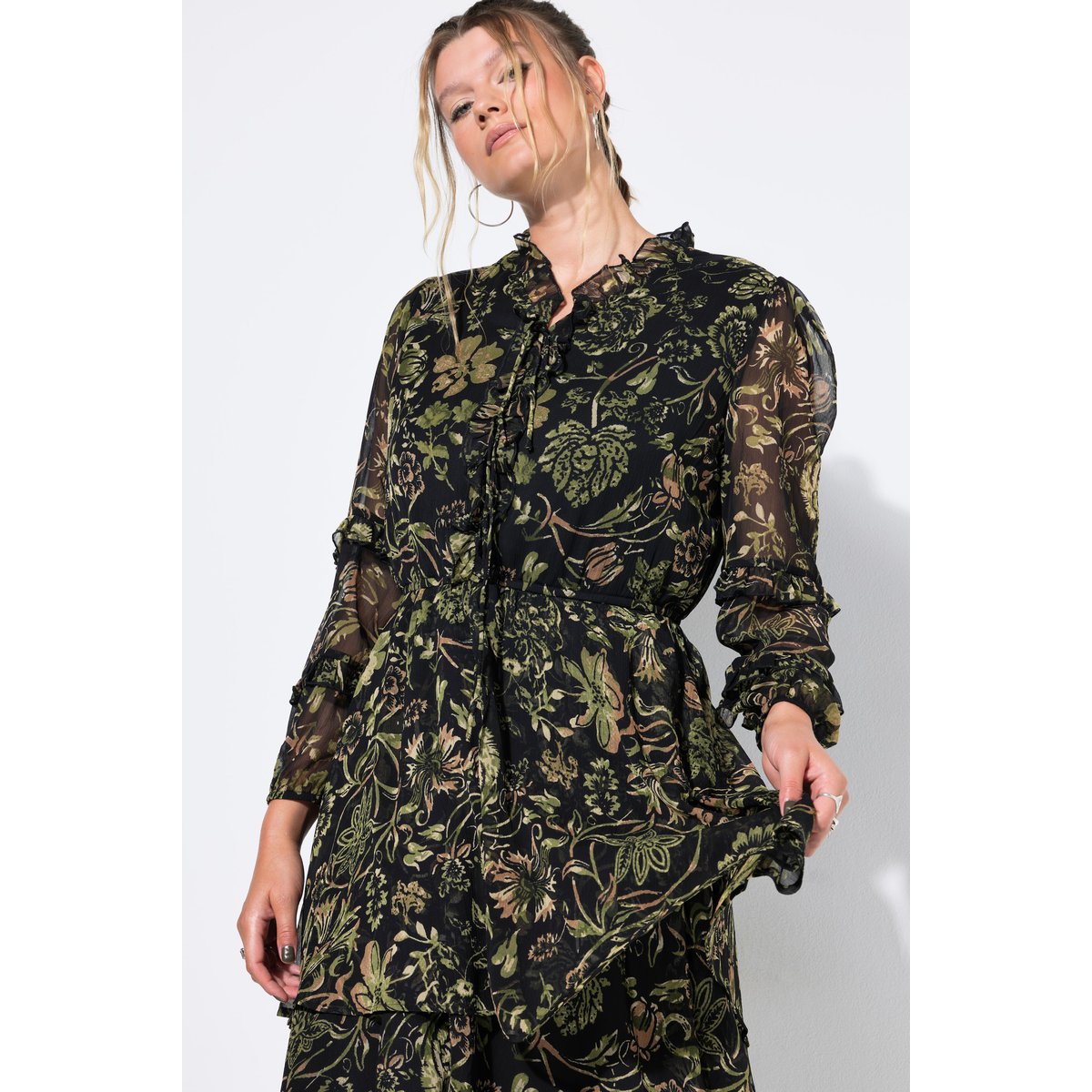 Robe mini avec ruchés noir, STUDIO UNTOLD