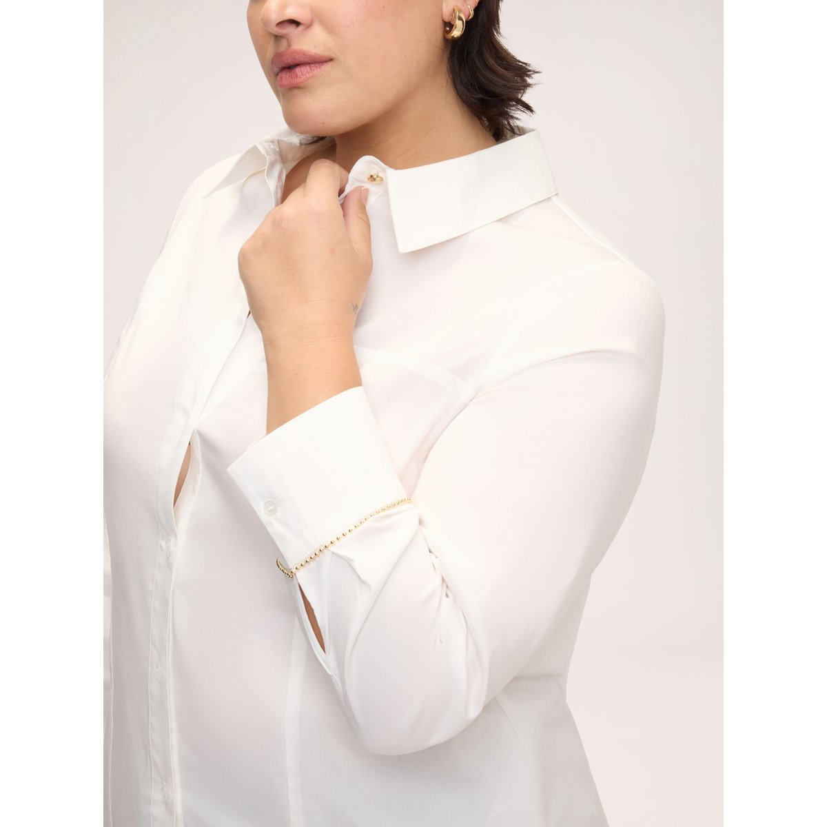 Chemise avec poignet décoré blanc, FIORELLA RUBINO