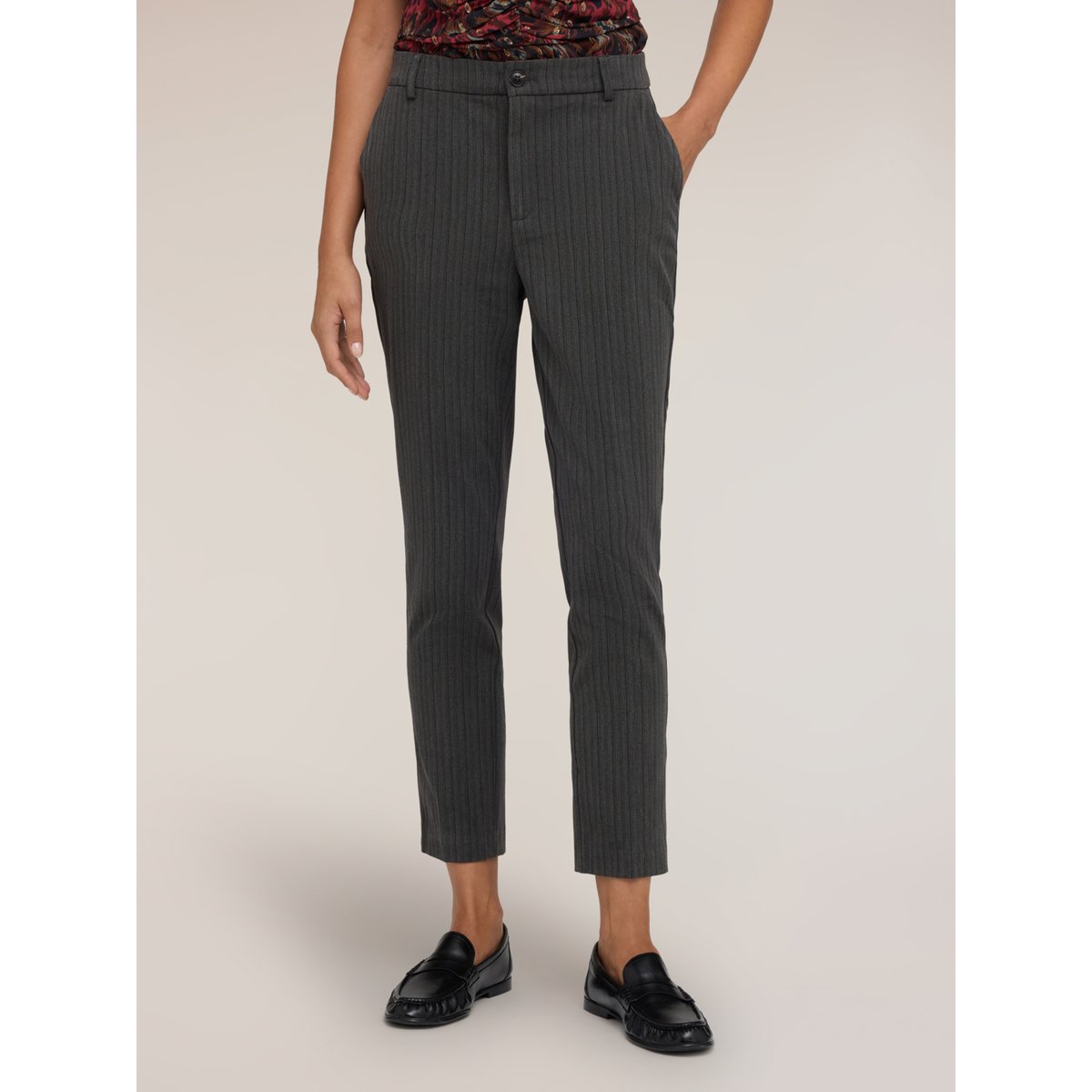 Pantalon slim à motif rayé craie gris, MOTIVI