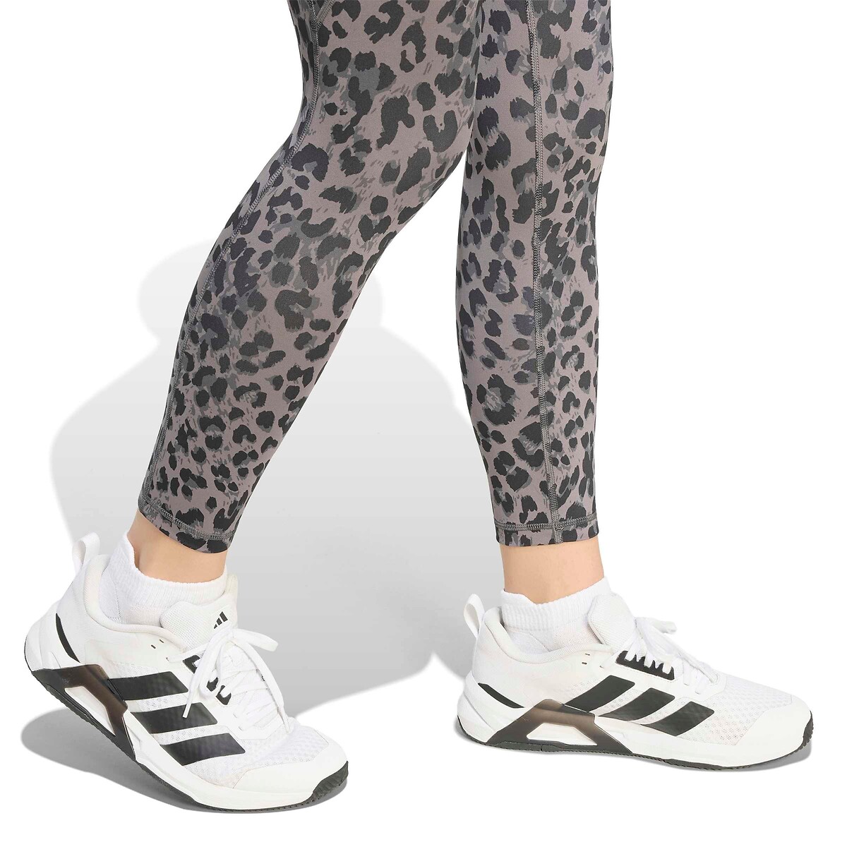 Leggings de desporto estampados estampado leopardo/cinzento, adidas Performance