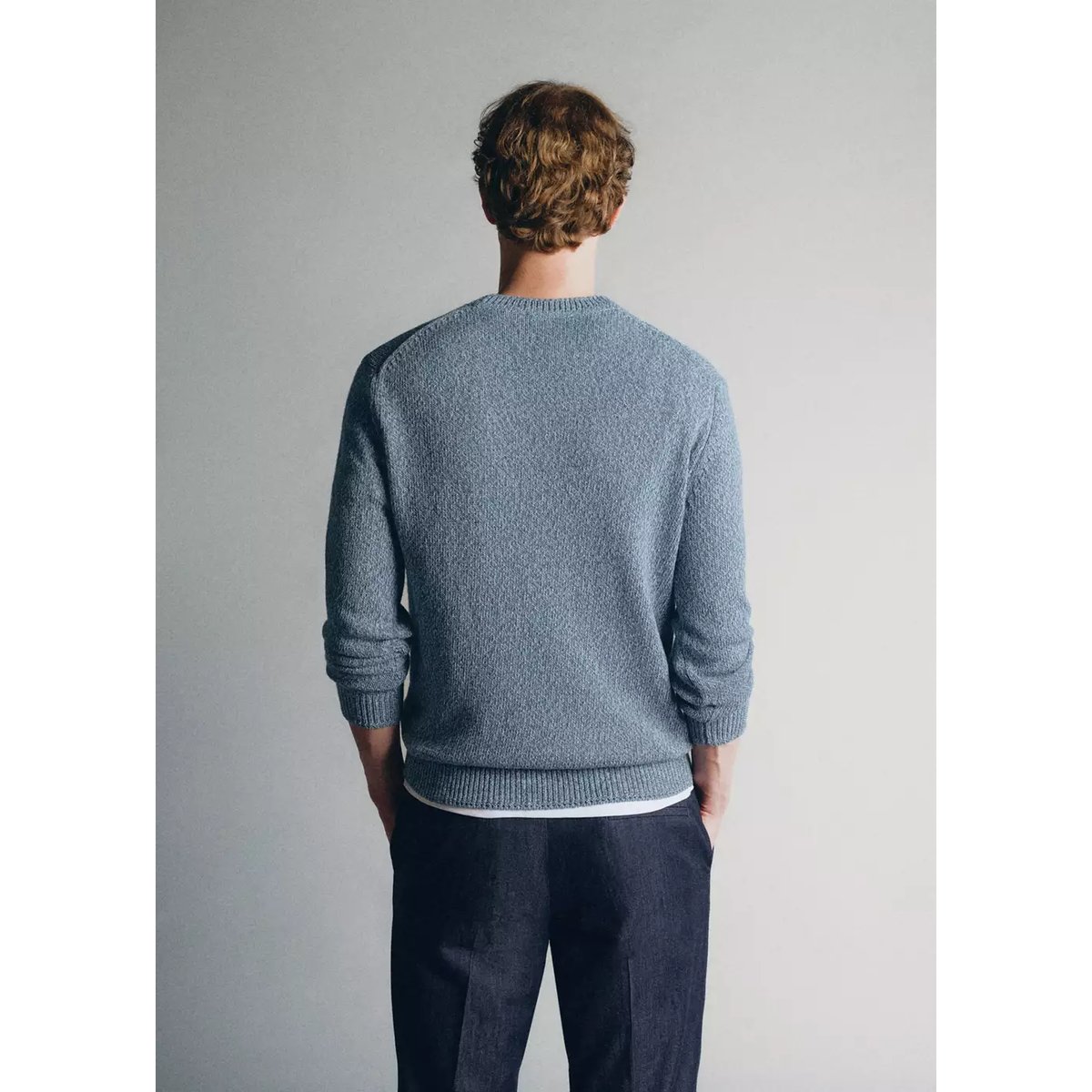 SWEATER CACTUS bleu ciel, MANGO MAN