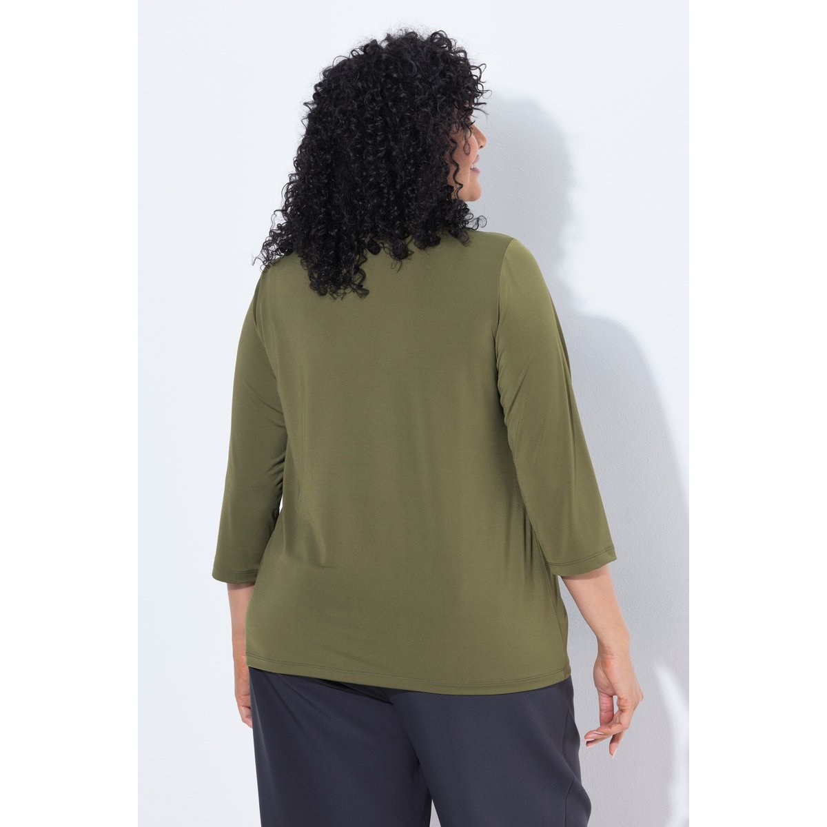 Blouse effet drapé kaki foncé, ULLA POPKEN