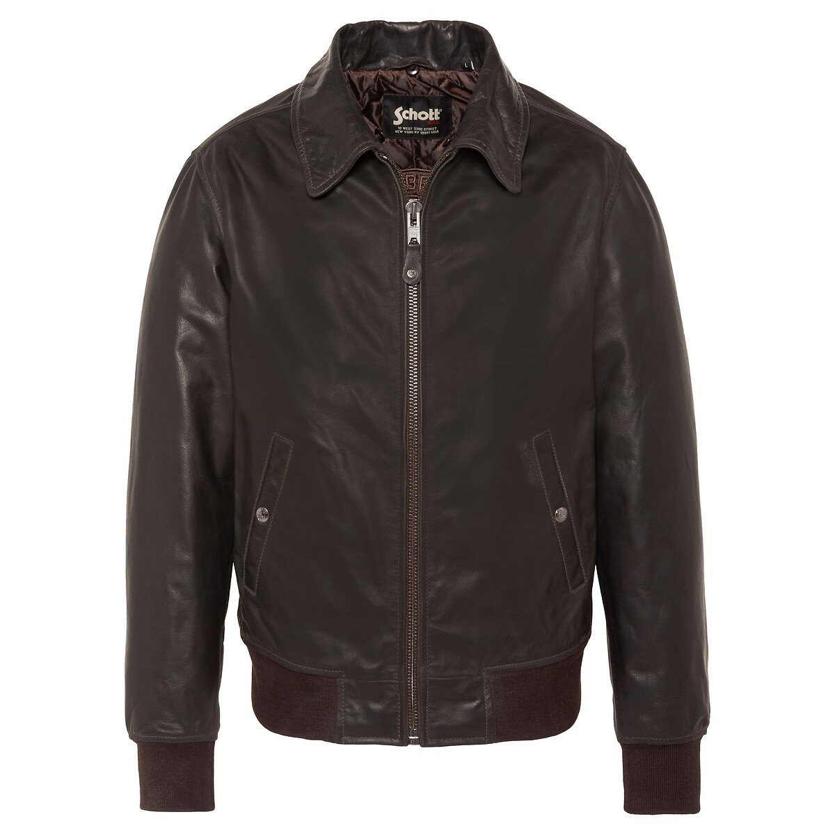 Blouson en cuir marron, SCHOTT