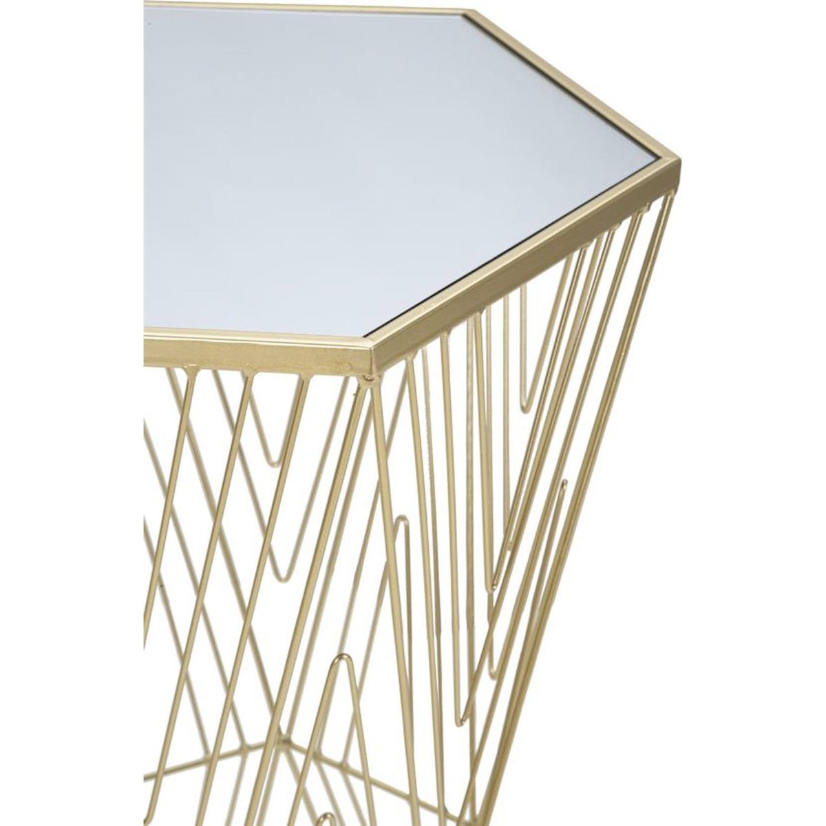 Table hexagonale en fer plateau miroir GLAM doré, RECOLLECTION