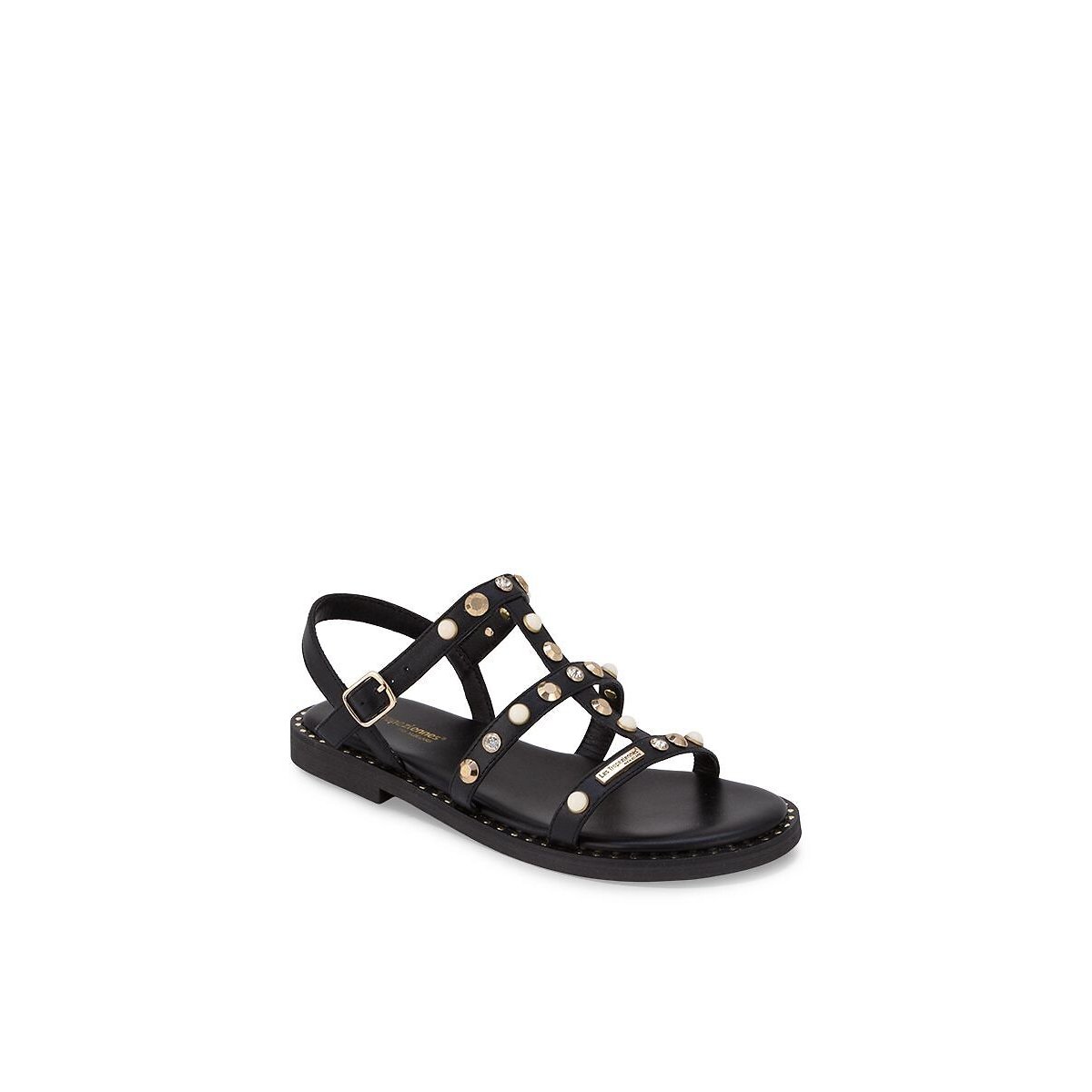 Sandales plates en cuir Corlylow noir, LES TROPEZIENNES PAR M.BELARBI