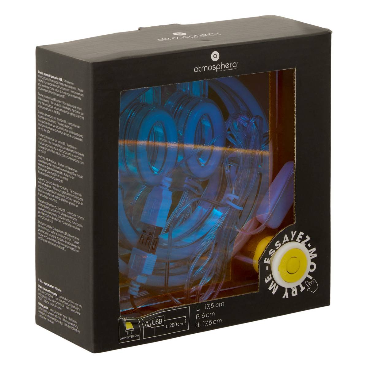 Néon LED à poser 17,5cm jaune, ATMOSPHERA