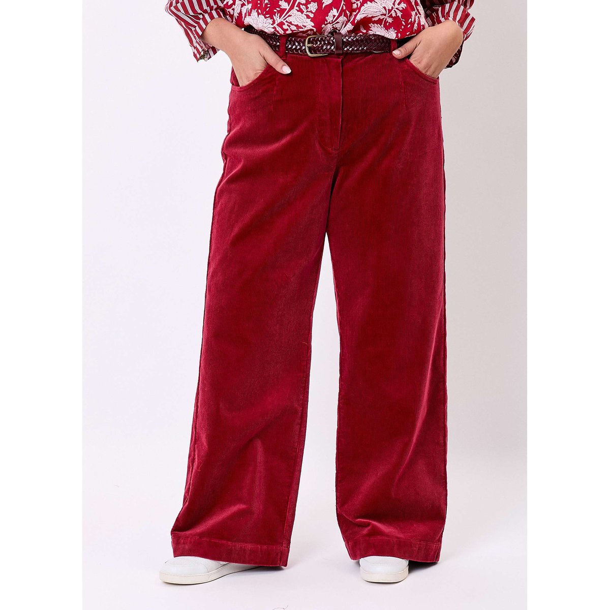 Pantalon large velours cotelé KEINAN rouge rubis, LA FIANCÉE