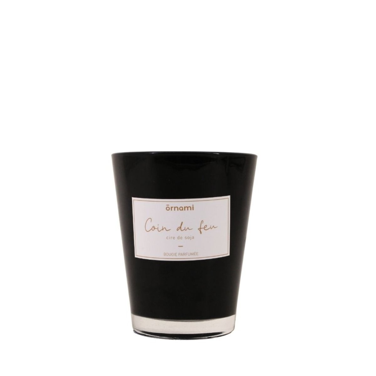 Bougie parfumée en cire de soja "Coin du feu" 280GR noir, ORNAMI