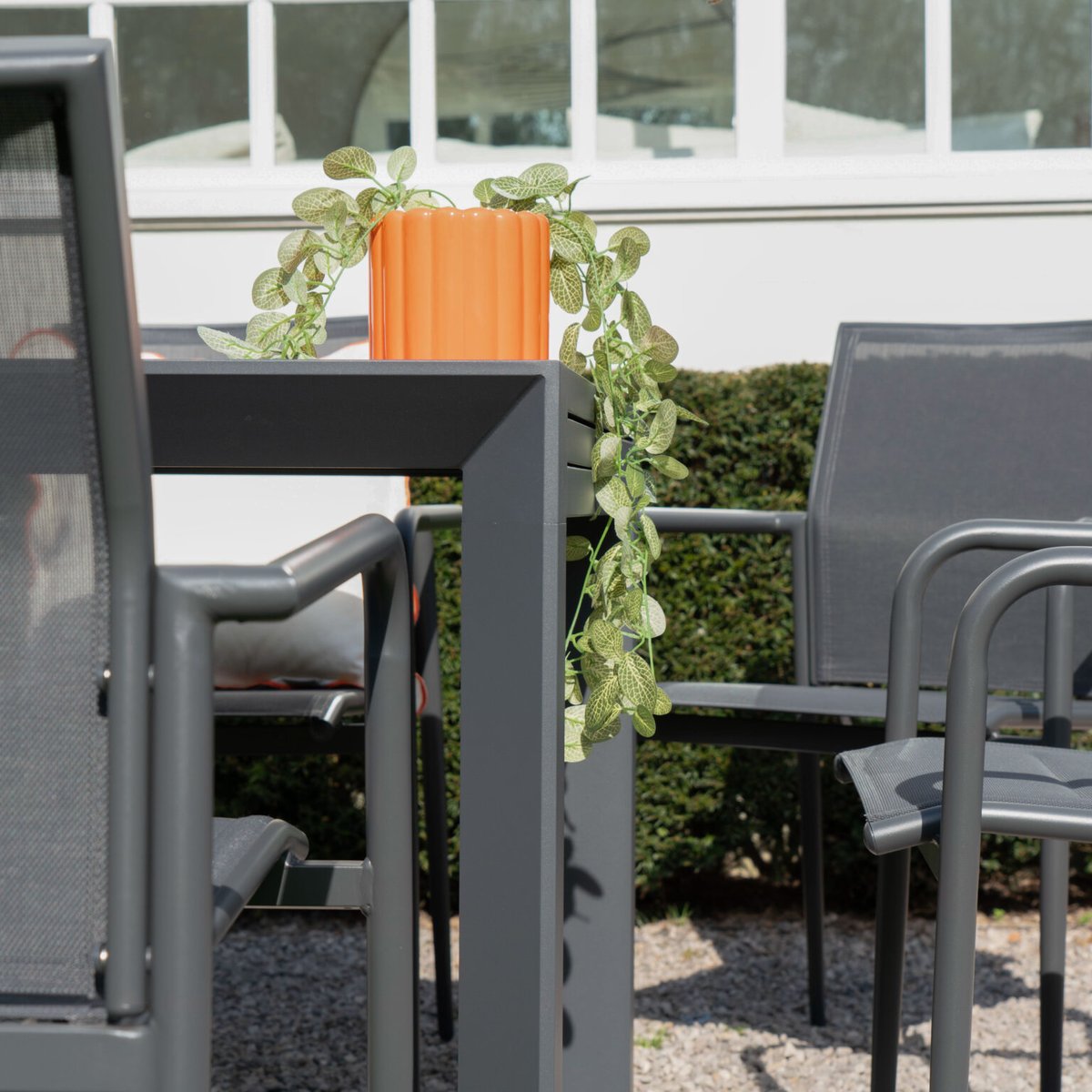 Ensemble 8/12p en alu et 10 fauteuils MODULO gris, WILSA GARDEN