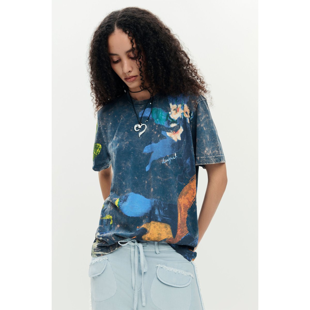 T-shirt imprimée arty bleu, DESIGUAL