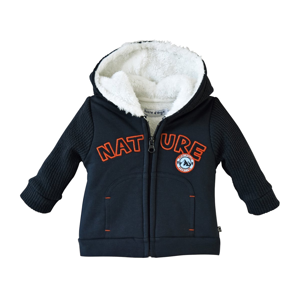 Cardigan capuche domitien bleu, SUCRE D'ORGE