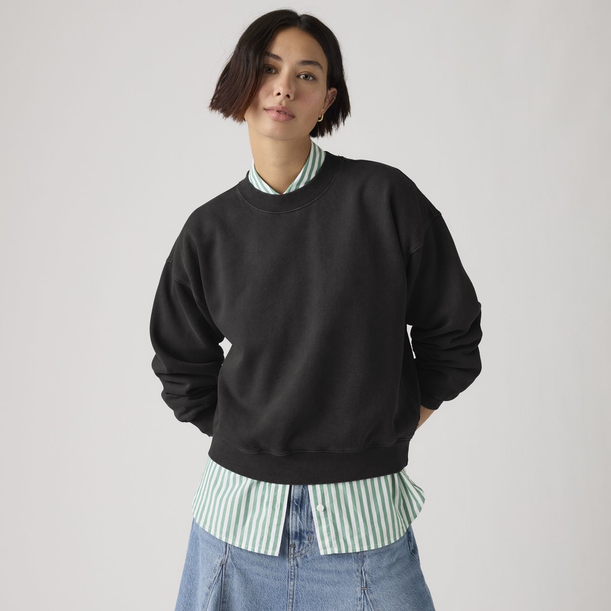 Sweat-shirt vintage coupe boxy noir - womens grunge wash jet black, LEVI'S