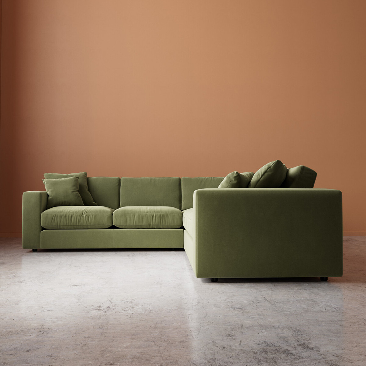 Althaea Crushed Velvet Corner Sofa moss , SWOON