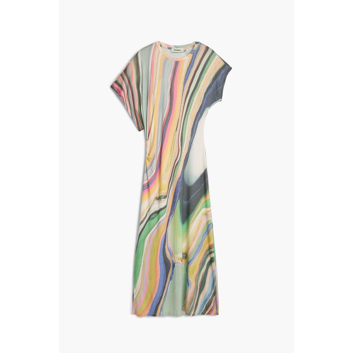 Robe longue à volants vert, DESIGUAL