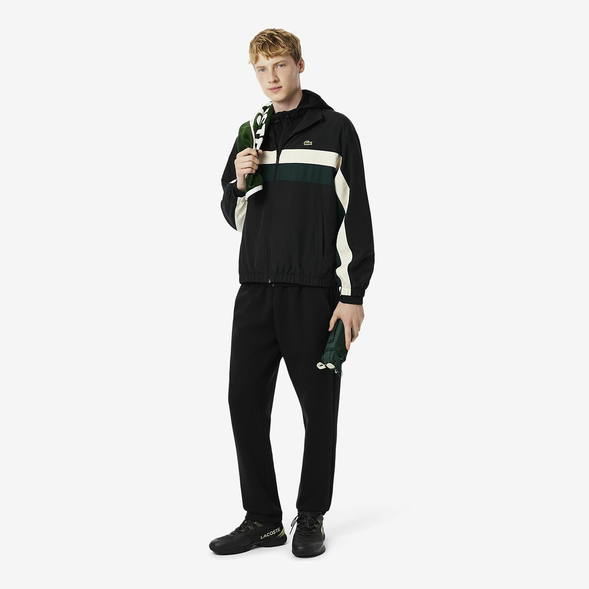 Veste de survêtement color block noir, LACOSTE