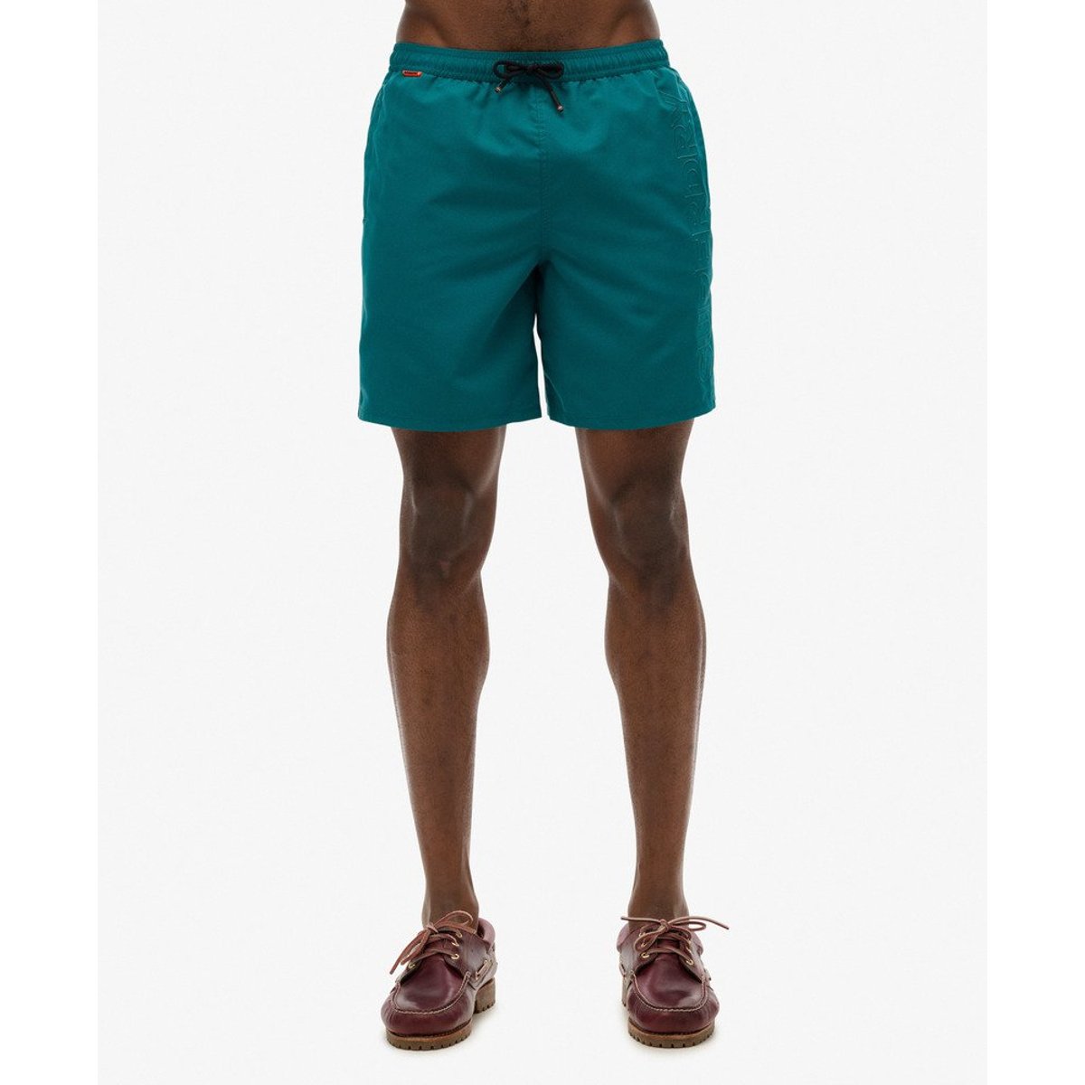 Short de bain haut de gamme brodé longueur 43 cm vert forêt, SUPERDRY