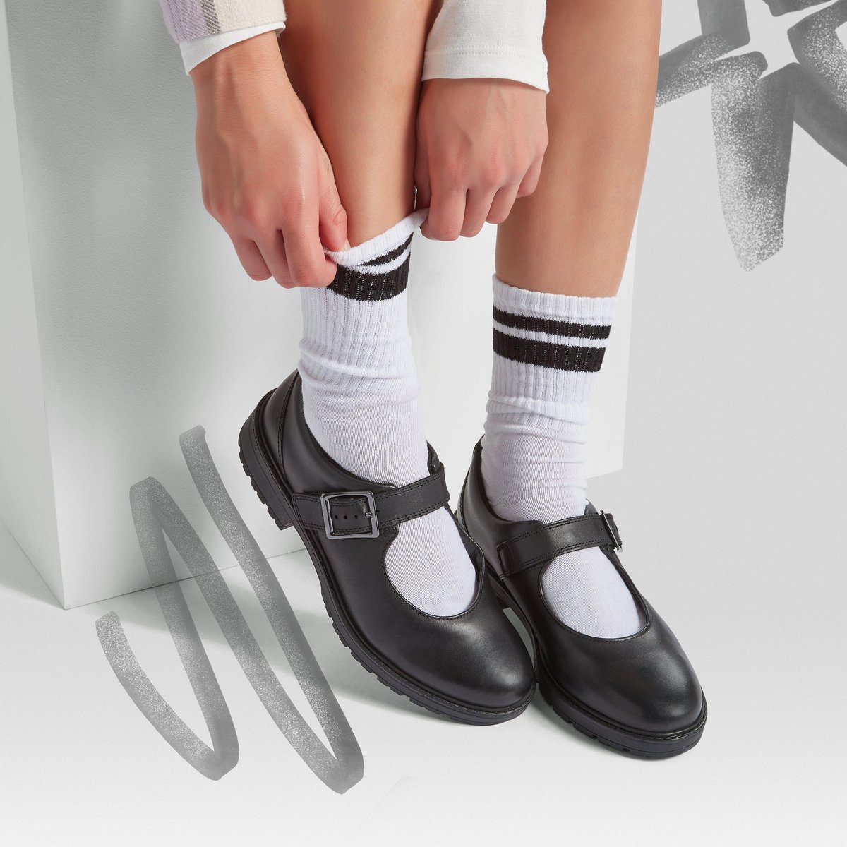Ballerines Cuir Coupe Large LOXHAM WALK Y noir, CLARKS