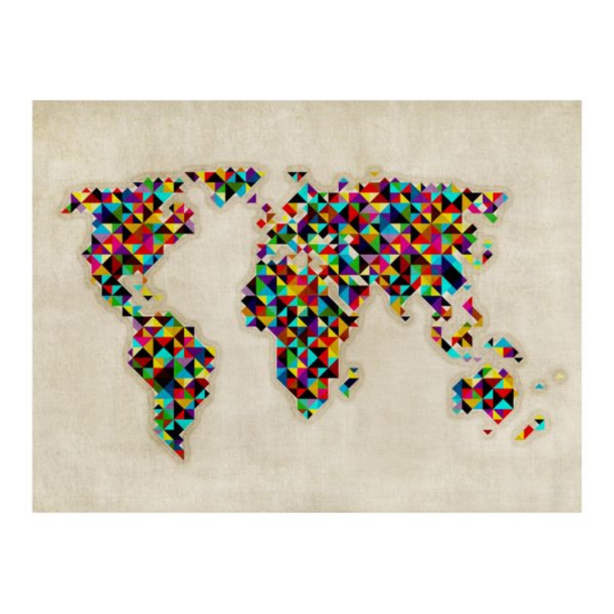 Papier peint intissé panoramique Carte du monde World Map - a kaleidoscope of colors gris / argent, EDEN