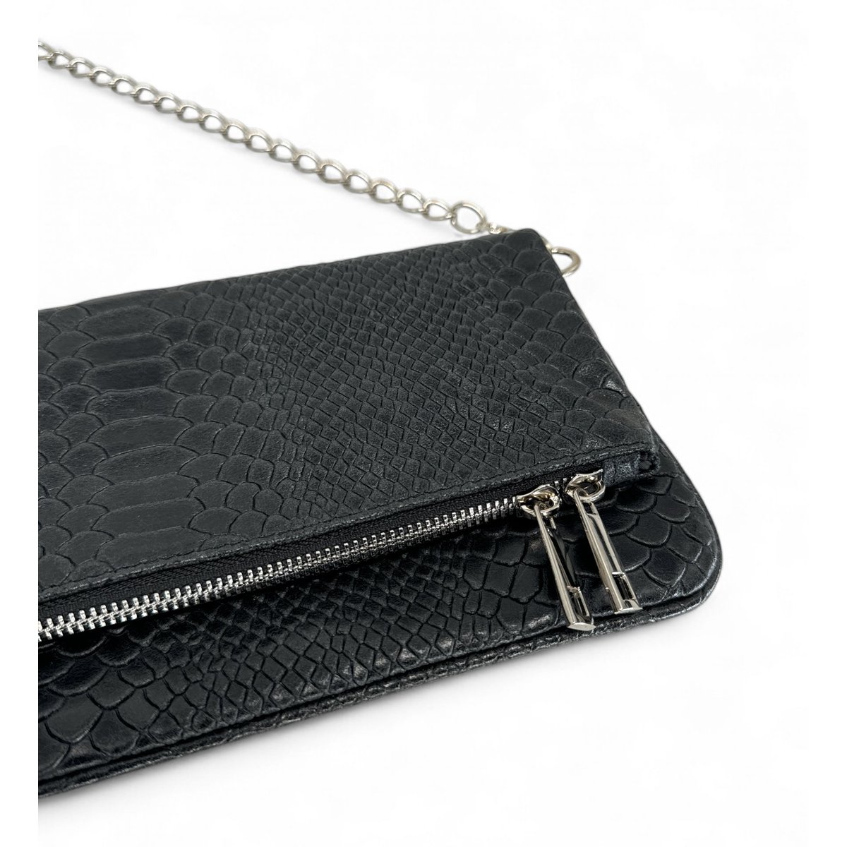 sac pochette en cuir embossé ROXANE PYTHON noir, OH MY BAG