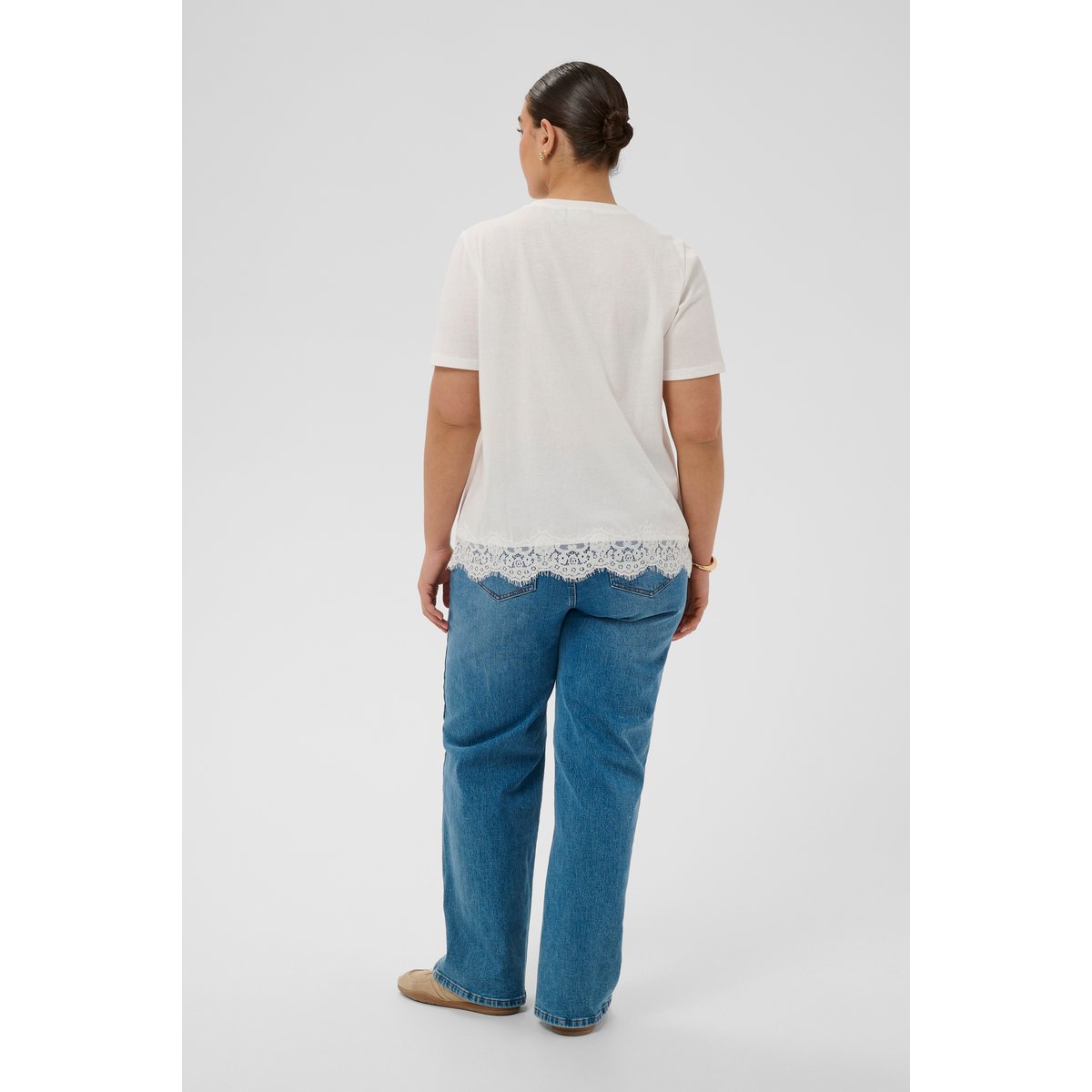 T-shirt blanc chalk, KAFFE CURVE