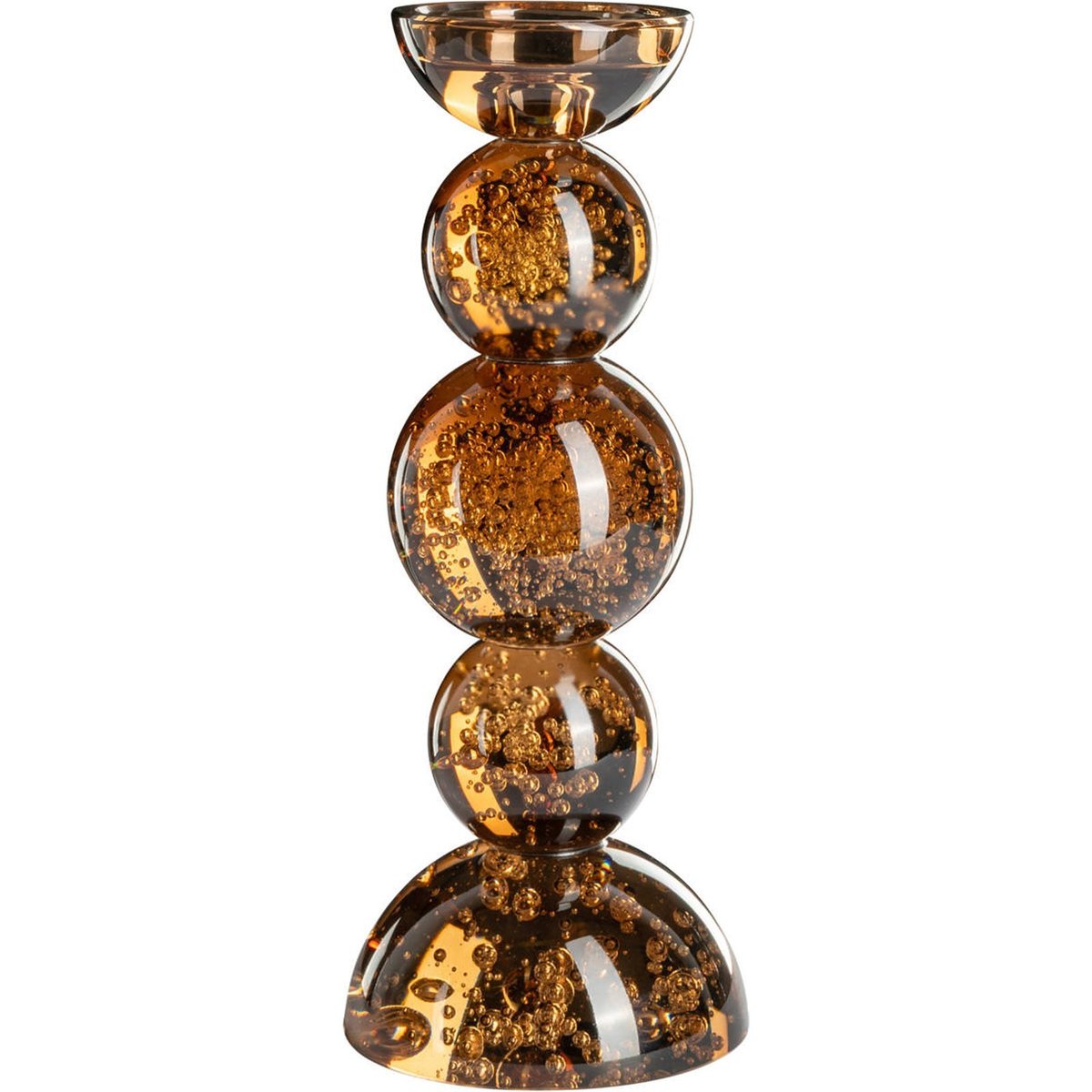 Bougeoir en verre sculptural brun ambré, RECOLLECTION