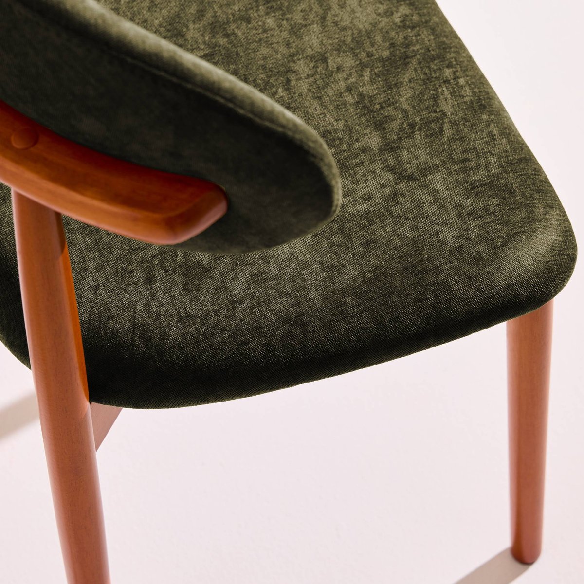 Chaise bois d'hévéa noyer et tissu chenille (lot de 2) PAOLA kaki, SWEEEK