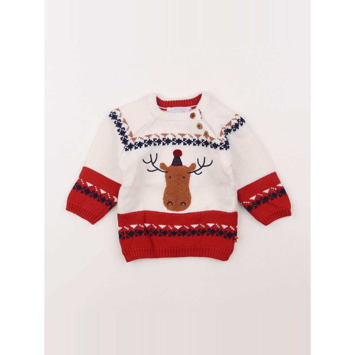 Pull - Etat satisfaisant blanc, rouge, CADET ROUSSELLE