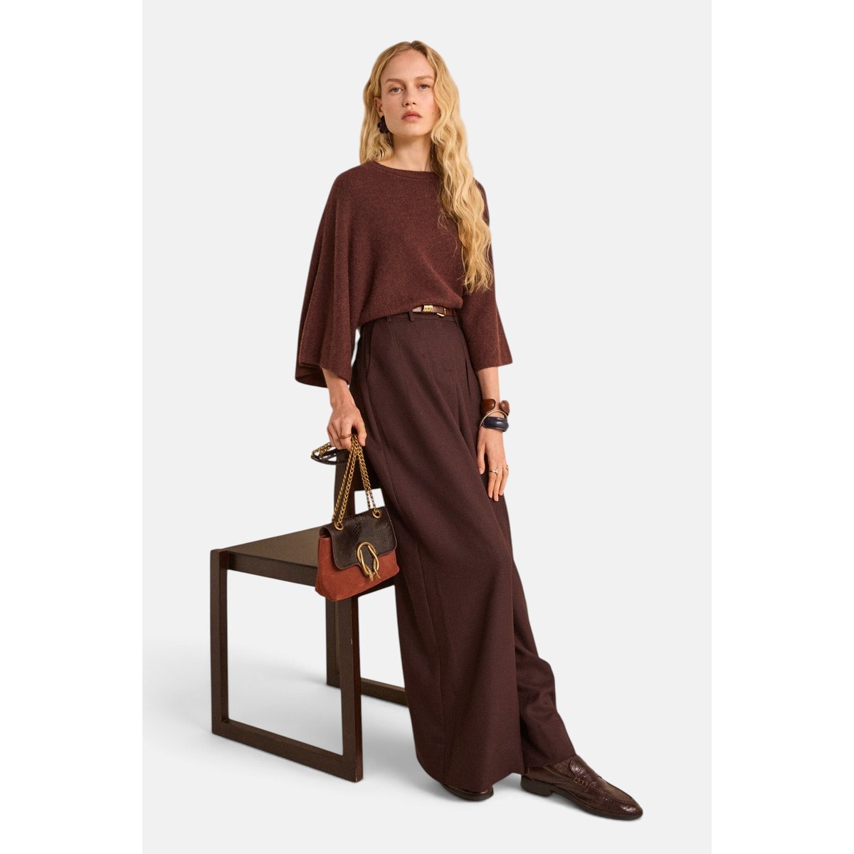 Pull à manches 3/4 en cachemire CODY aubergine, Maison 123