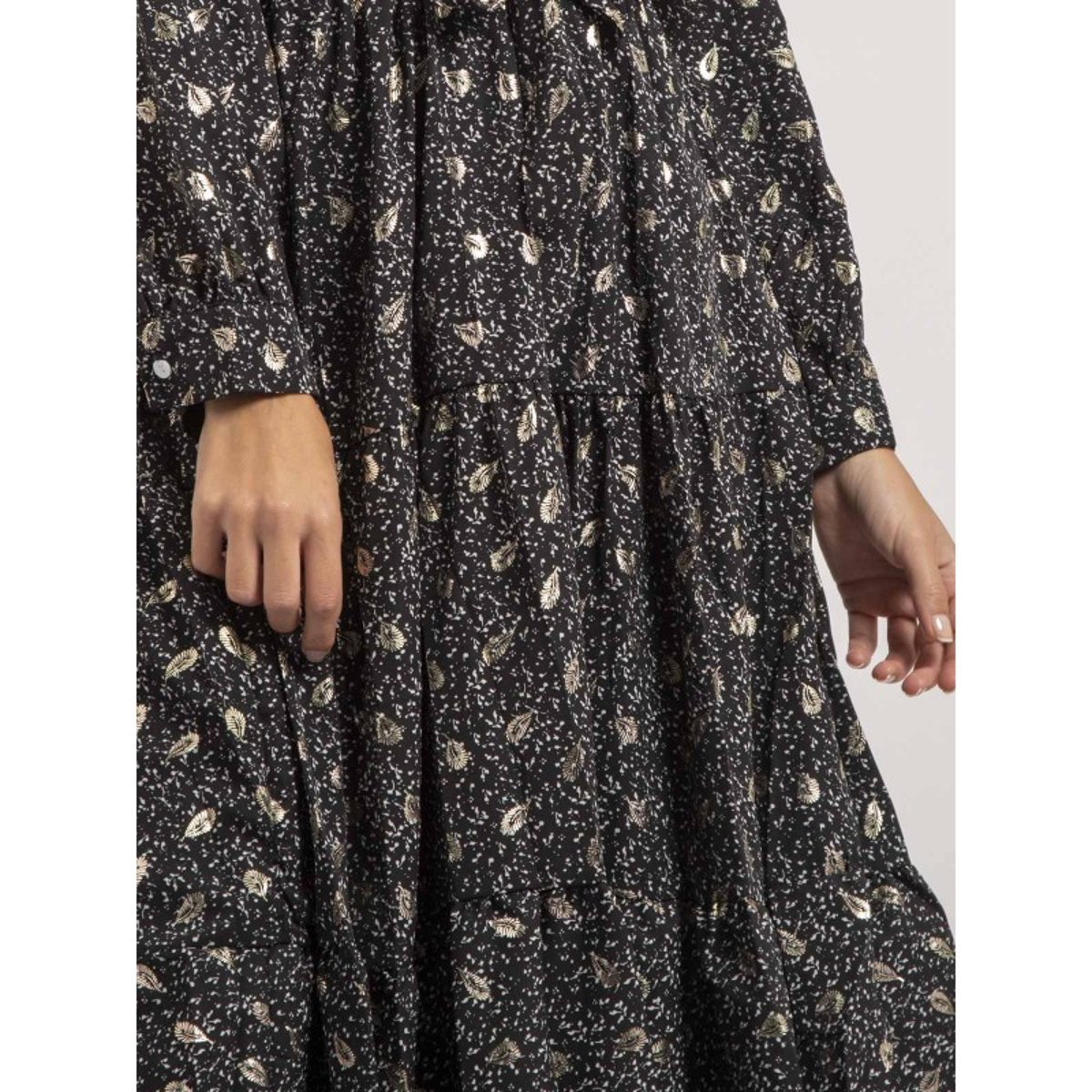 Robe Mi-longue Motifs Ivelia noir, DONA LISA