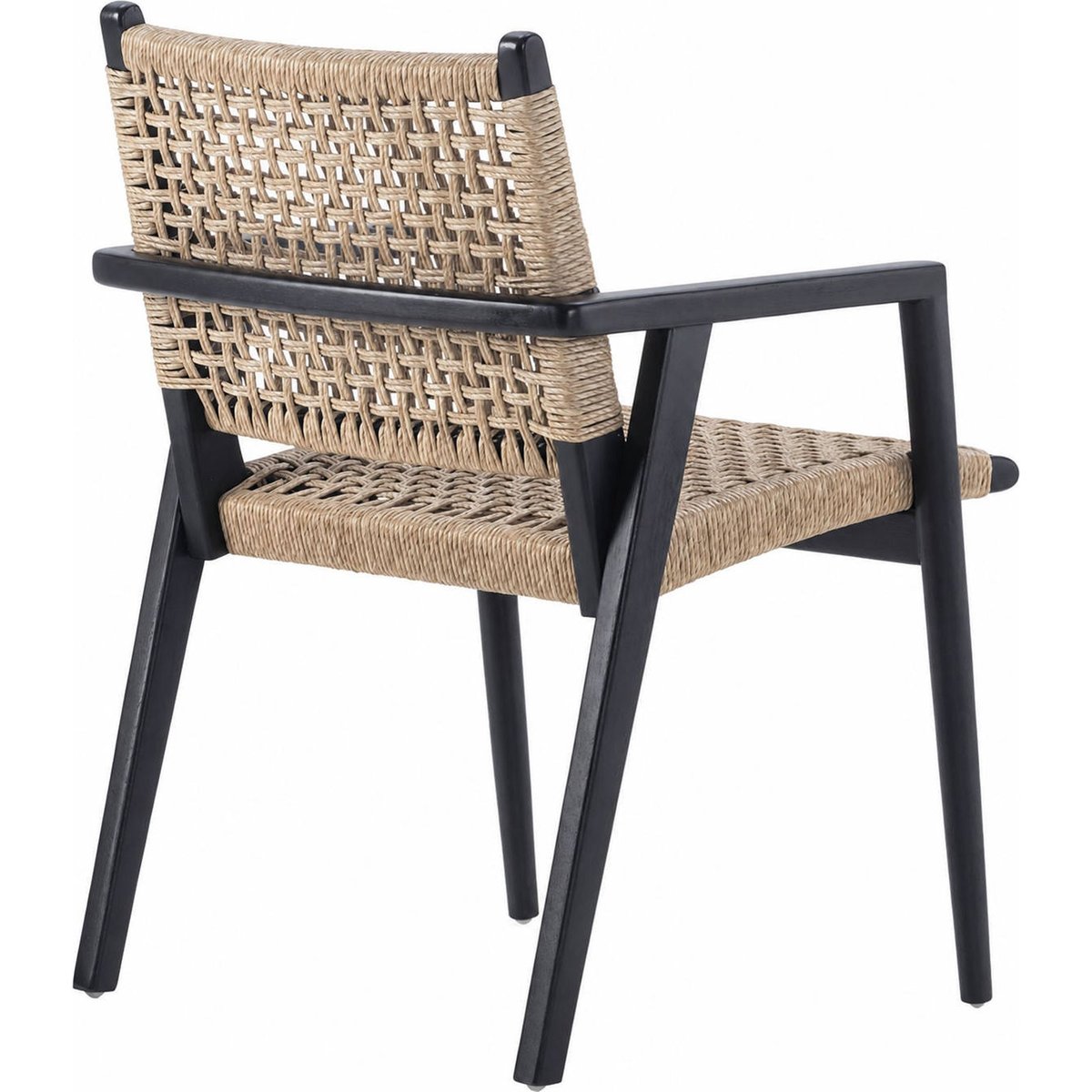 Chaise en teck et fibre tressée noir et naturel, RECOLLECTION
